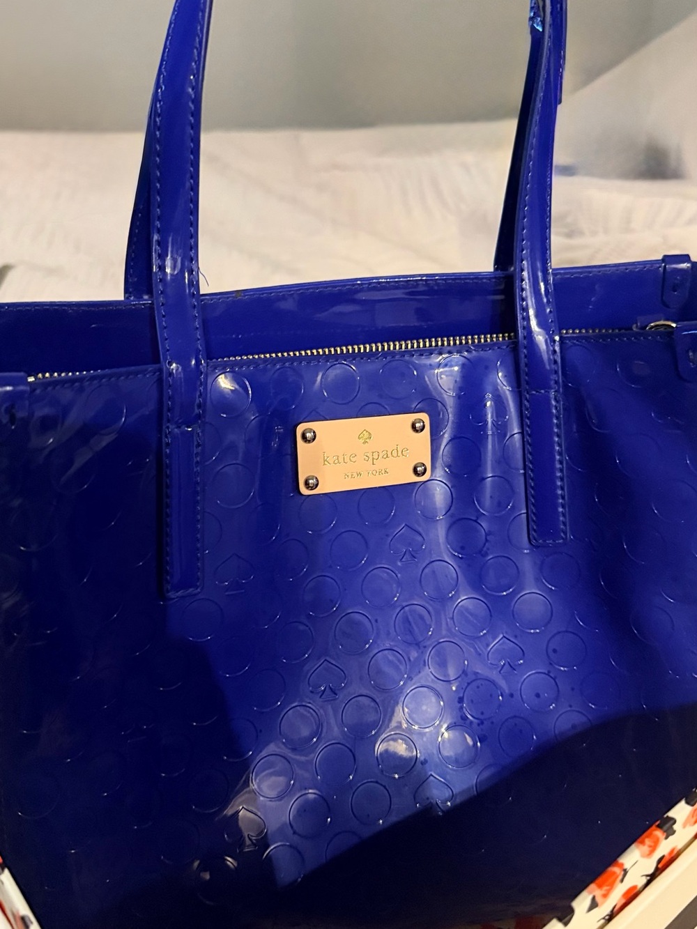 KATE SPADE ♠️ Patent Tote in Cobalt Blue